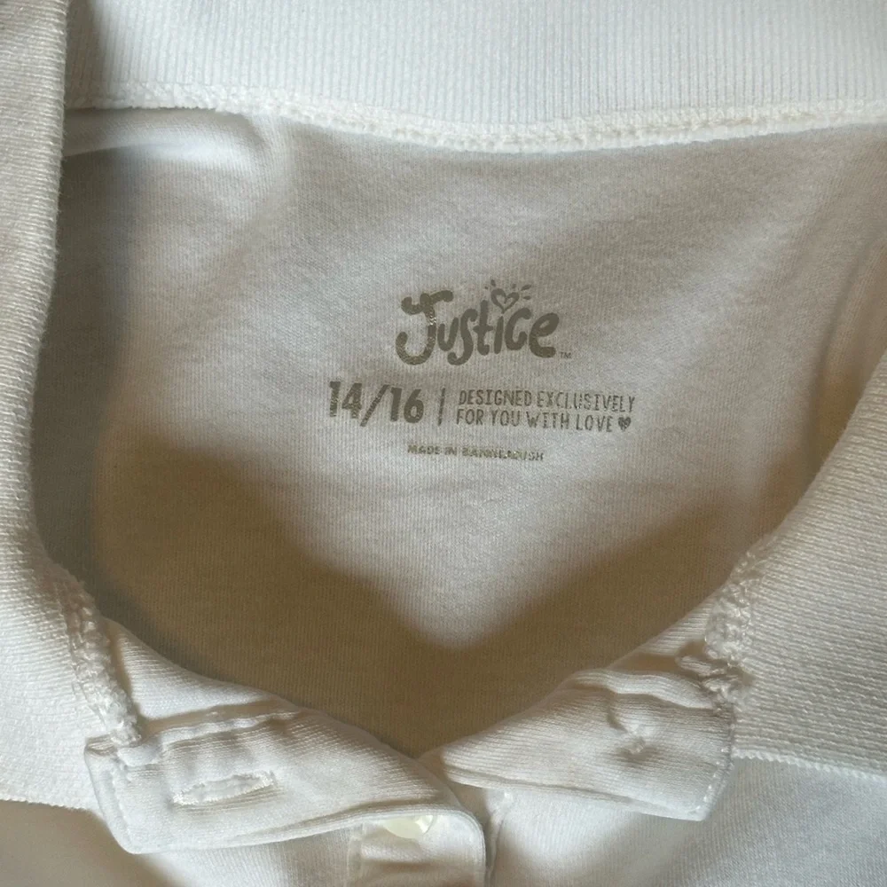 Justice White Polo Shirts Set